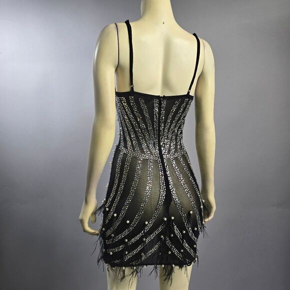 Queen Mania Small Black and Silver Beaded Dress R8 - Picture 7 of 9